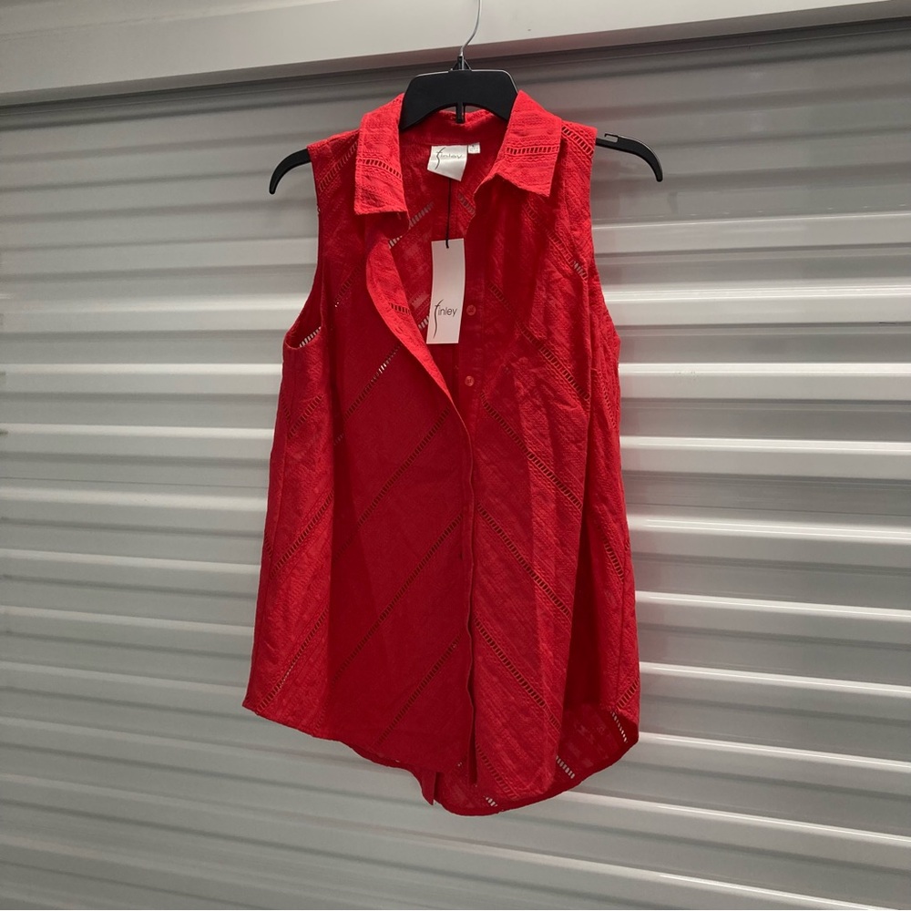 Finley Red Sleeveless Blouse